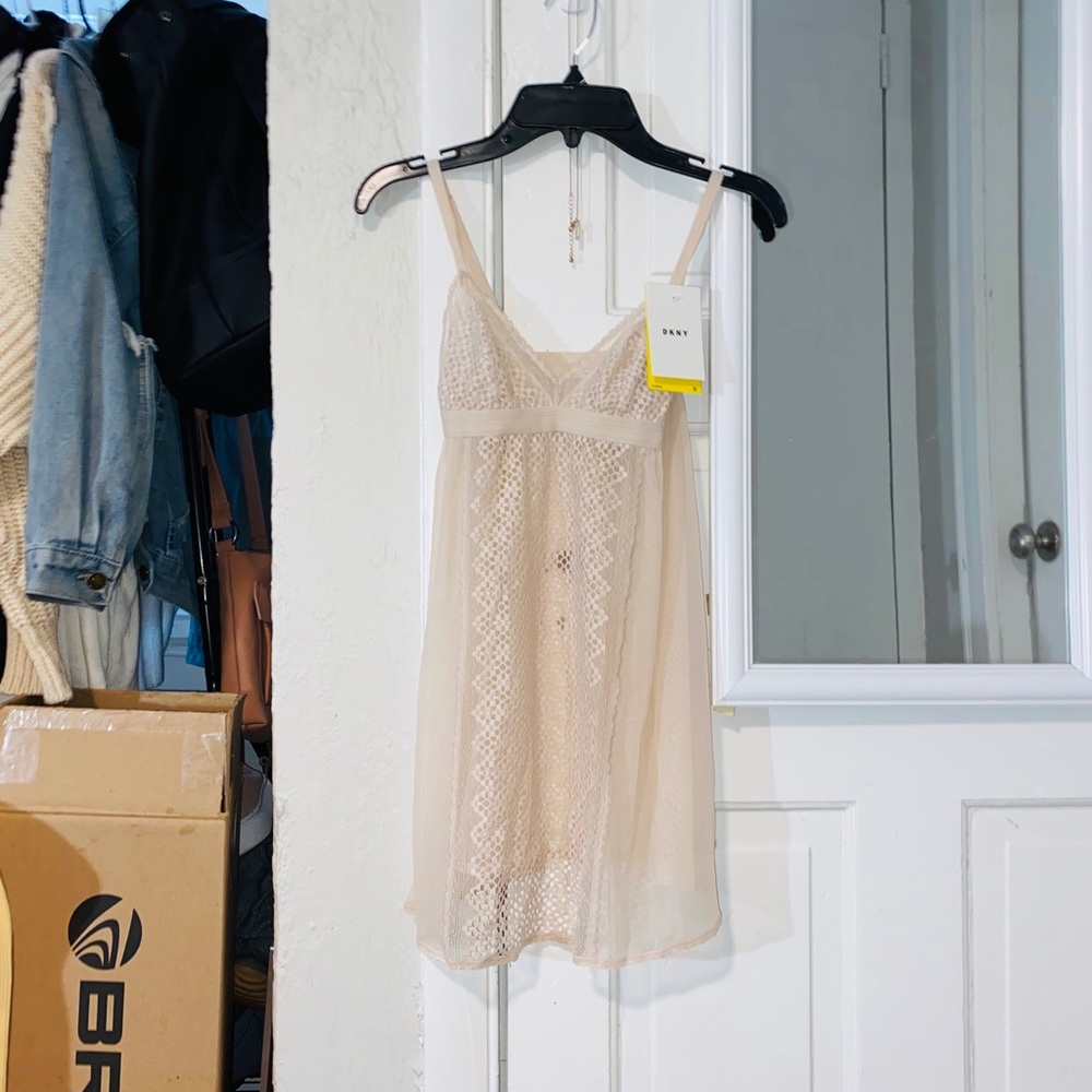 DKNY lingerie slip dress in cream (: